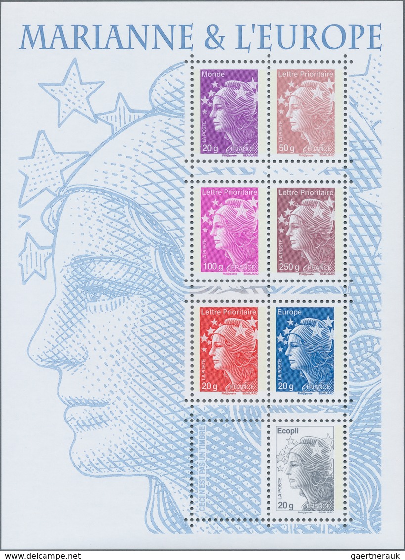 13913 Frankreich: 2008. IMPERFORATED Sheet "Marianne & L'Europe", Mint, NH. Normal Copy Enclosed. - Gebraucht