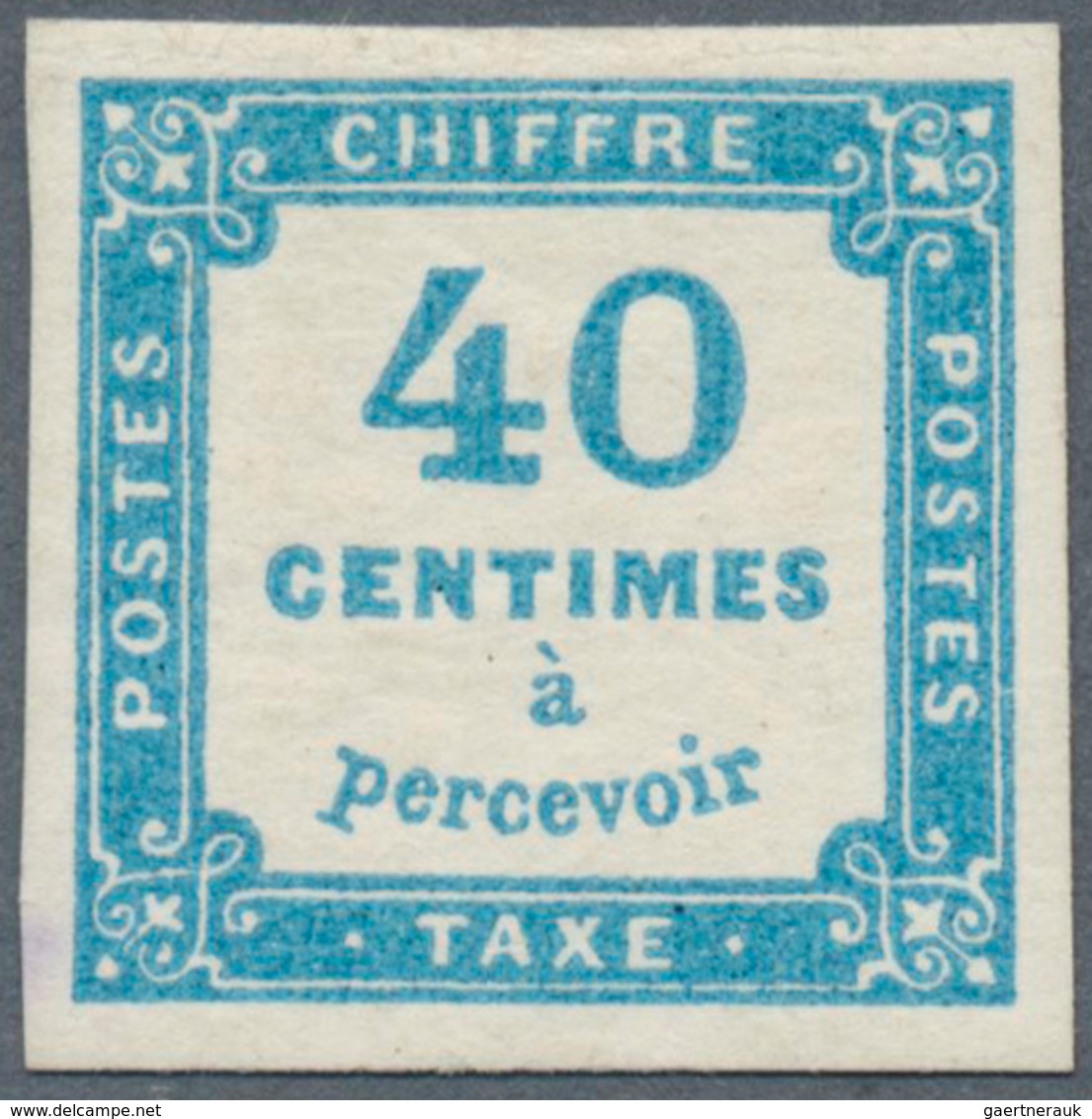 13926 Frankreich - Portomarken: 1871, 40 C. Light Blue, Having Bright Colors And On All Sides Full / With - 1859-1959 Lettres & Documents
