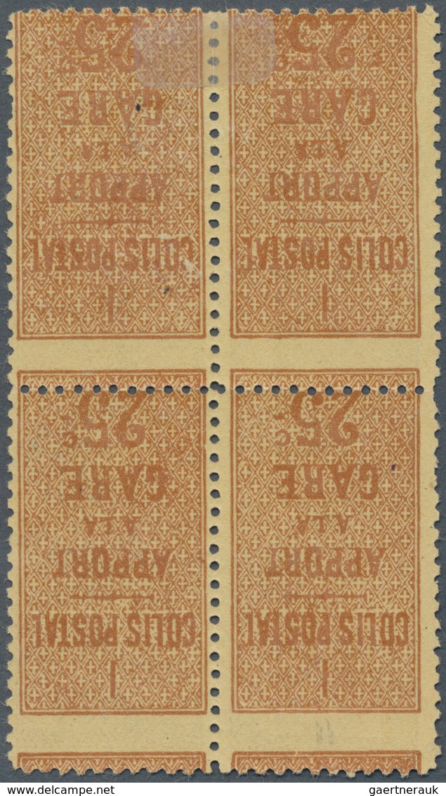 13931 Frankreich - Postpaketmarken: 1892. Block Of 4 "25c Brown On Yellow" Printed On The Front And On The - Autres & Non Classés