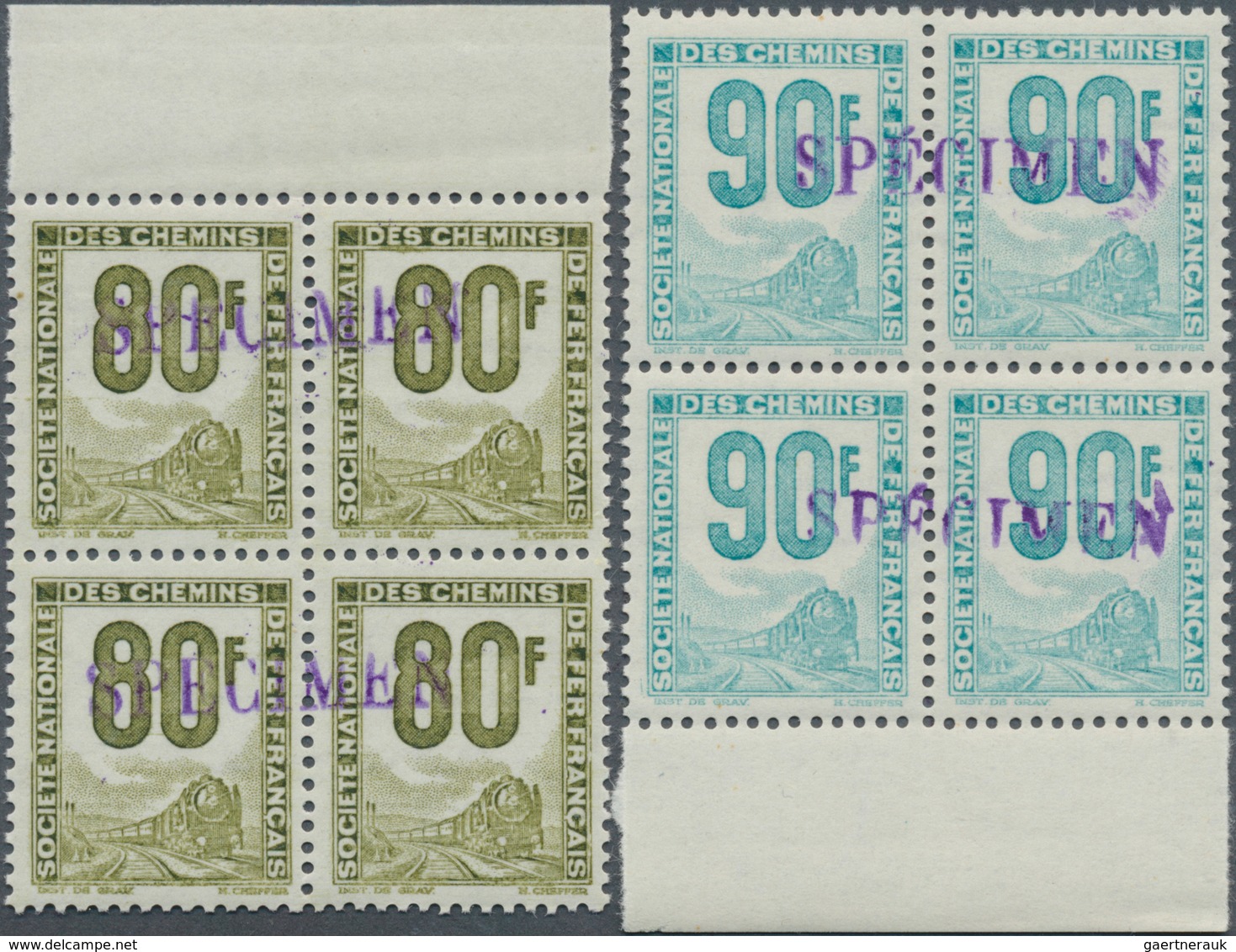 13934 Frankreich - Postpaketmarken: 1944/1947, 1fr. To 90fr., Set Of 14 Values As Marginal Blocks Of Four - Autres & Non Classés