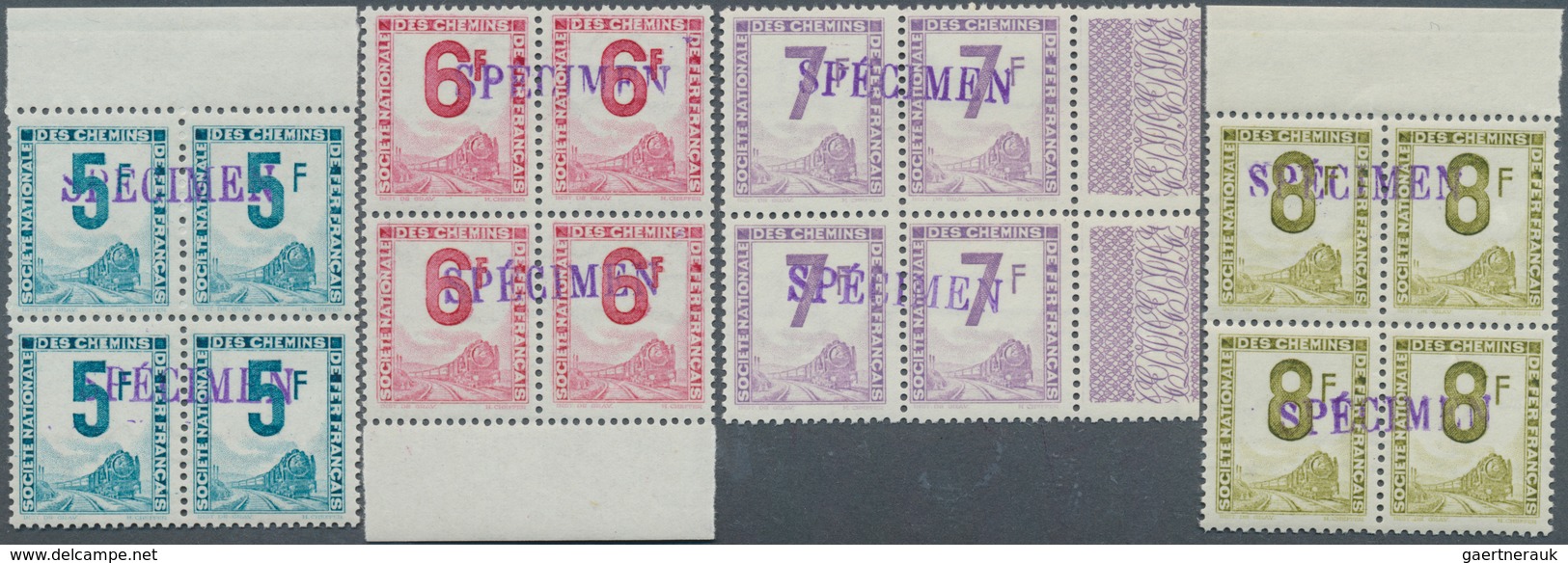 13934 Frankreich - Postpaketmarken: 1944/1947, 1fr. To 90fr., Set Of 14 Values As Marginal Blocks Of Four - Autres & Non Classés