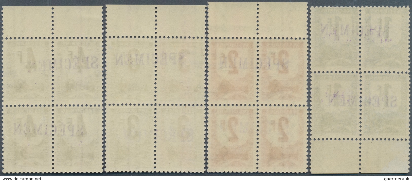 13934 Frankreich - Postpaketmarken: 1944/1947, 1fr. to 90fr., set of 14 values as marginal blocks of four