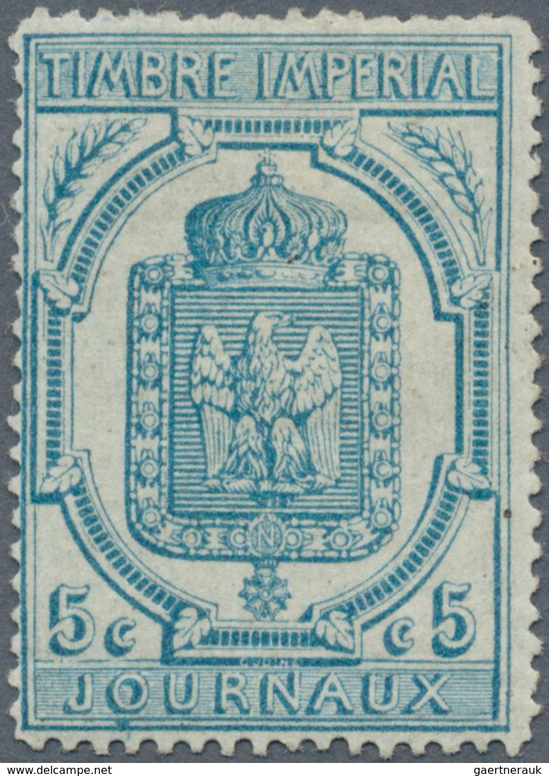 13940 Frankreich - Zeitungsmarken: 1869, Newspaper Stamp 5 C. Blue, Perforated With Normal Perforation, Fi - Journaux