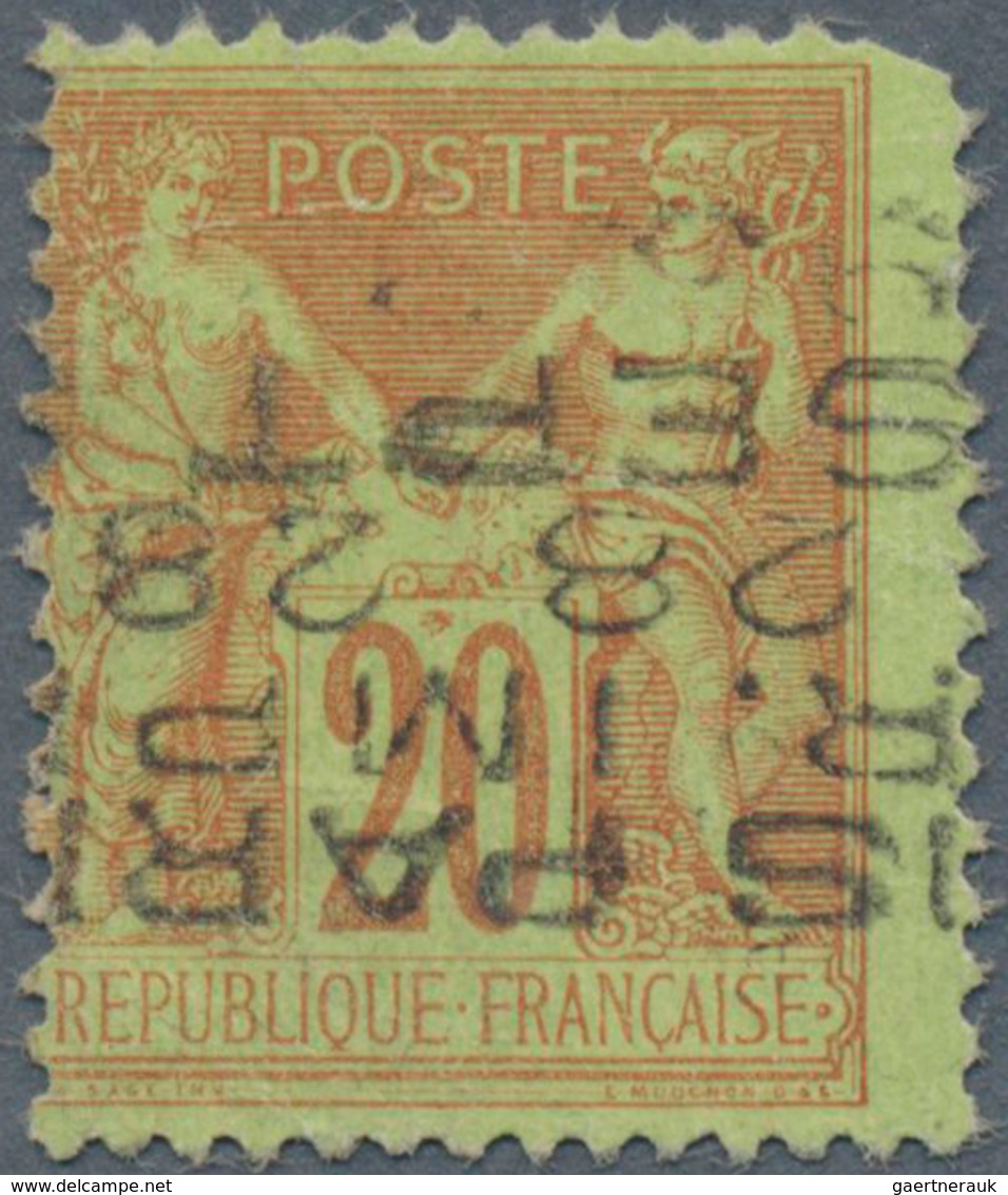 13943 Frankreich - Vorausentwertungen: 1893, "20 C. Allegory" With Five-line Advance Cancellation, Perfora - Sonstige & Ohne Zuordnung