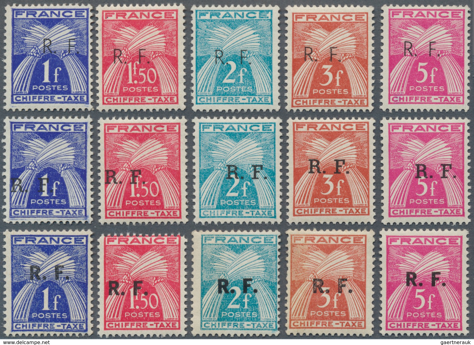 13948 Frankreich - Lokalausgaben: Bordeux (Gironde): 1944, Overprint R.F. On Pétain Stamps In All 3 Types - Sonstige & Ohne Zuordnung