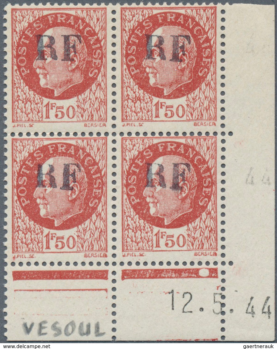 13951 Frankreich - Lokalausgaben: VERSOUL: 1944, 1,50 Fr. Pértain As Mint Never Hinged Block Of Four From - Autres & Non Classés