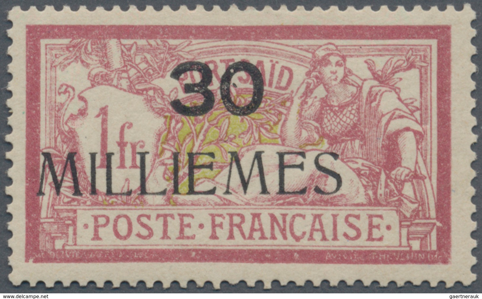 13955 Französische Post In Ägypten - Port Said: 1921, Local Overprint, 30m. On 1fr. Red/olive, Fresh Colou - Autres & Non Classés