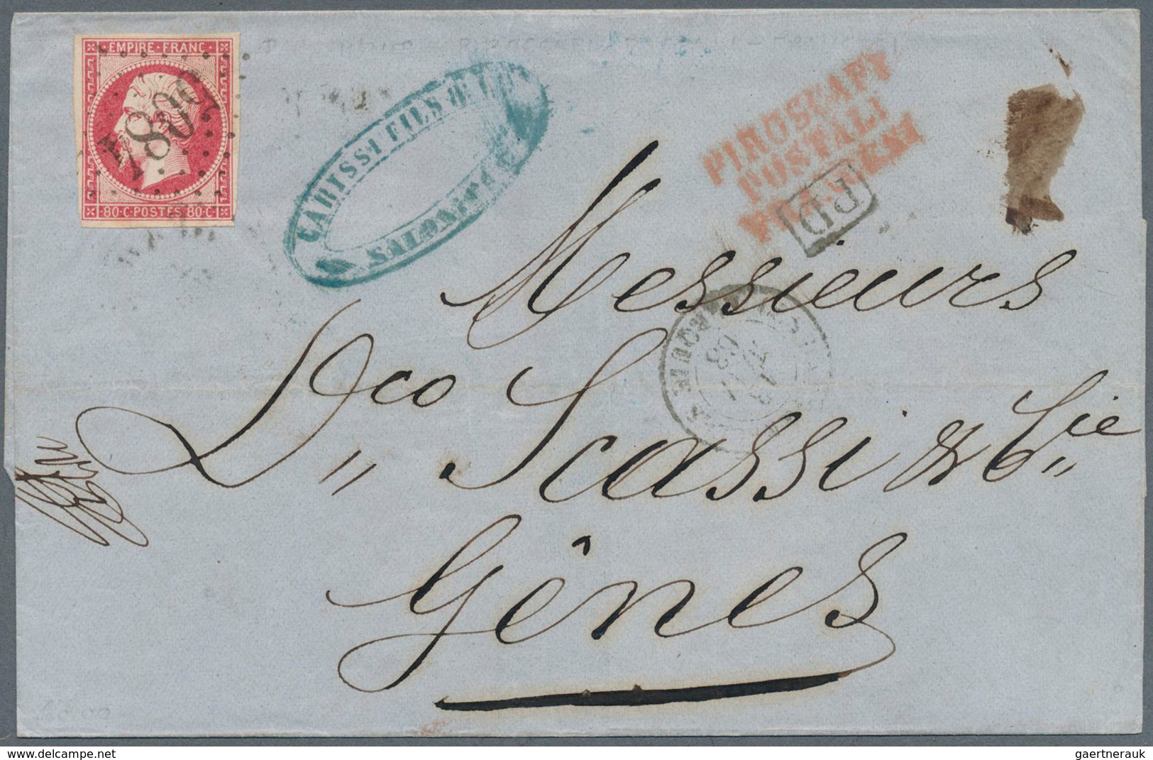 13964 Französische Post In Der Levante: 1863, 80c. Napoleon Nd, Single Franking On Lettersheet Clearly Obl - Autres & Non Classés