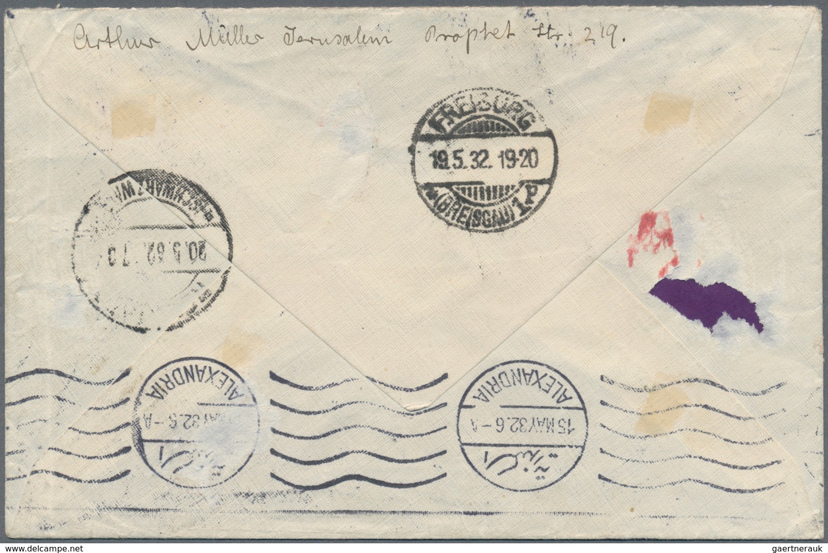 13968 Französische Post In Der Levante: 1932, Cover Registered From Sidi Gaber / Egypt, Affixed Stamps For - Sonstige & Ohne Zuordnung