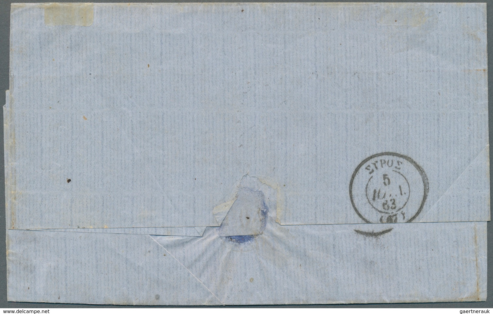 13971 Französische Post In Der Levante: 1863. Napoléon 40c And 10c With Lozenge Grate "5092" On Cover From - Sonstige & Ohne Zuordnung