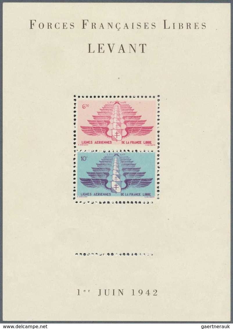 13973 Französische Post In Der Levante: 1942, "FORCES FRANCAISES LIBRES AU LEVANT" Souvenir Sheet Showing - Sonstige & Ohne Zuordnung