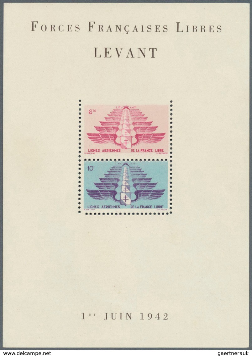 13974 Französische Post In Der Levante: 1942, "FORCES FRANCAISES LIBRES AU LEVANT" Souvenir Sheet Showing - Sonstige & Ohne Zuordnung