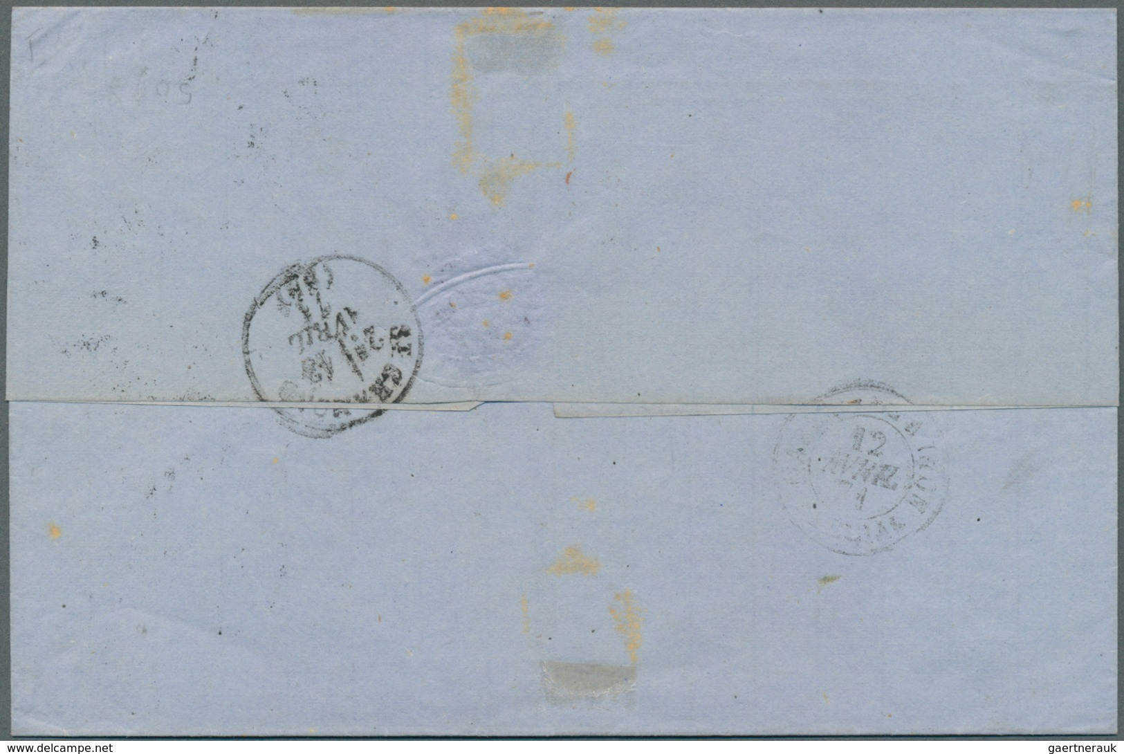 13977 Französische Post In Der Levante: 1871. Cérès 40c (faults) With Lozenge Grate "5098" On Cover From " - Sonstige & Ohne Zuordnung