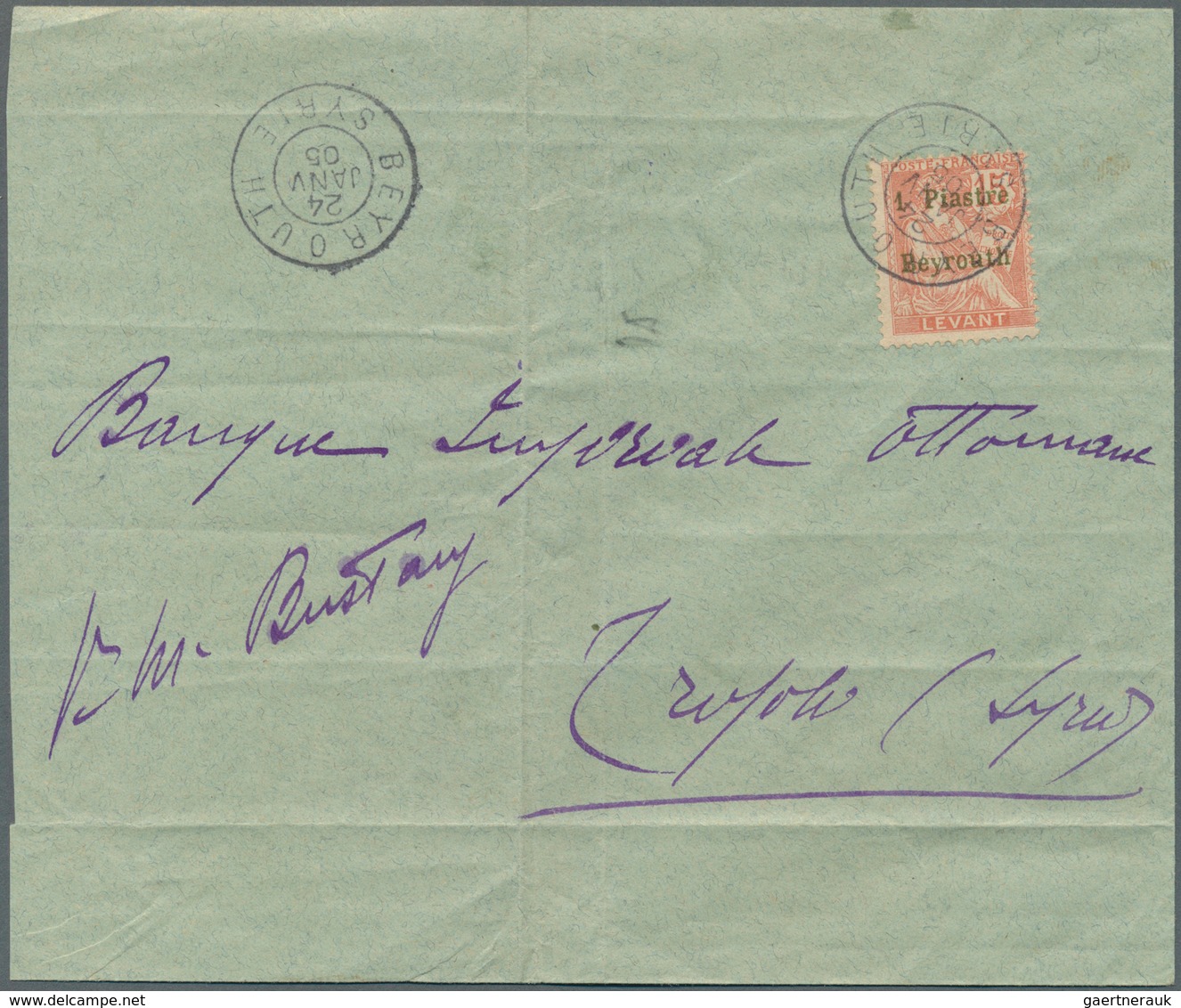 13978 Französische Post In Der Levante: 1905. Single Franking Levant 15c Overprinted "1 Piastre / Beyrouth - Sonstige & Ohne Zuordnung
