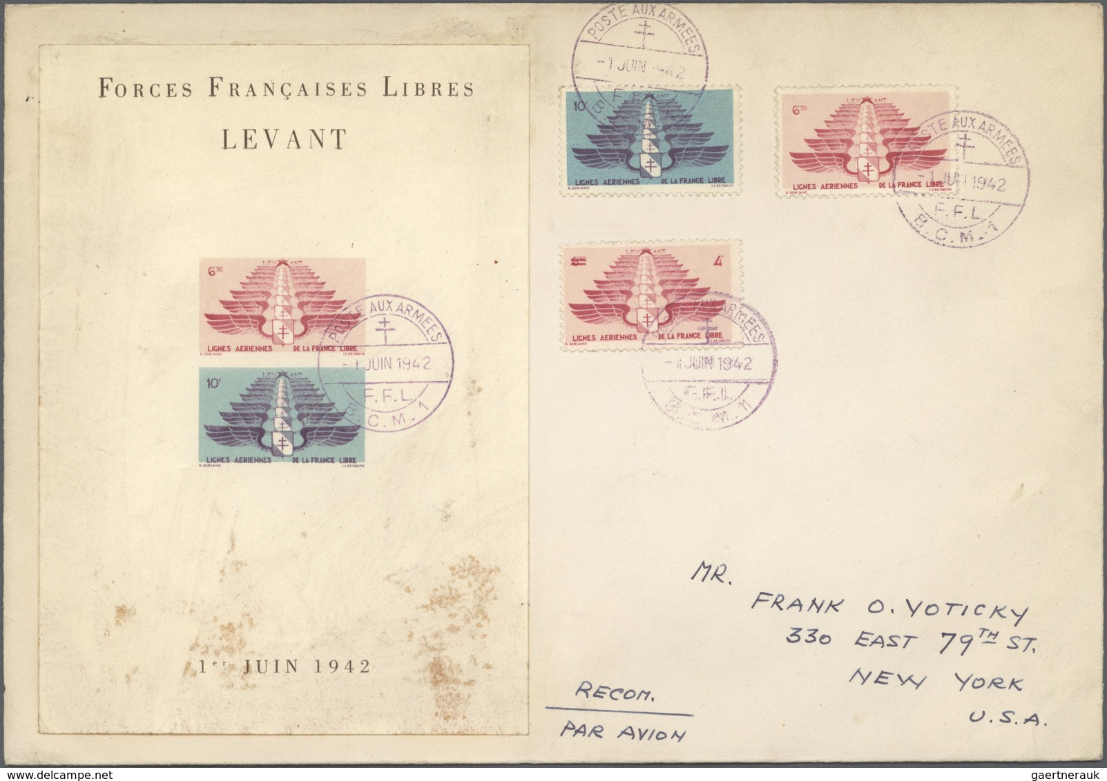 13979 Französische Post In Der Levante: 1942, Air Force Emblem, Souvenir Sheet Perf. And Imperf., Each On - Sonstige & Ohne Zuordnung