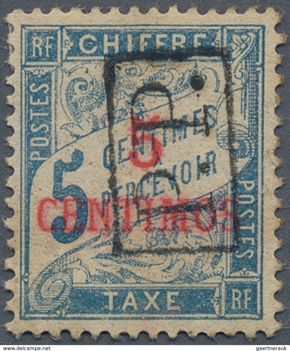 13981 Französische Post In Marokko: 1903, 5 C. Postage Stamp Blue With Red Overprint '5 / CENTIMOS' As Wel - Autres & Non Classés