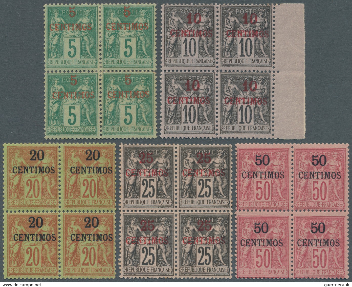13982 Französische Post In Marokko: 1891/1893, Franz. Freimarken Allegorie 5 C. Grün Bis 50 C. Karmin Auf - Autres & Non Classés