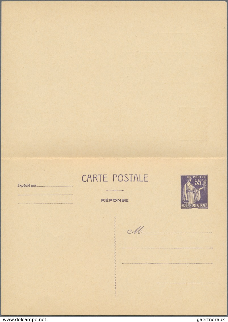 13997 Frankreich - Ganzsachen: 1938. Paid Reply Postal Card 55c+55c Violet Peace. Unused. - Sonstige & Ohne Zuordnung
