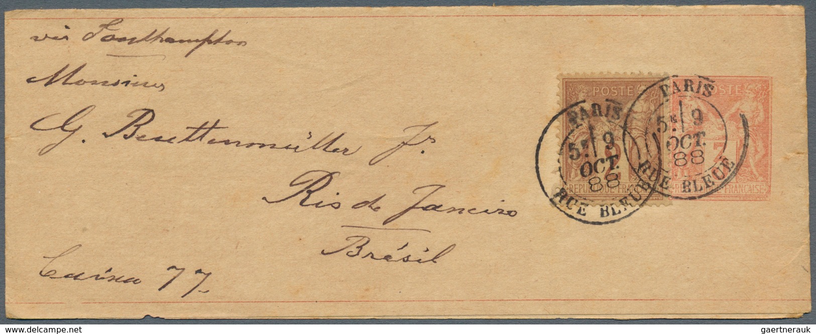 14005 Frankreich - Ganzsachen: 1888/1893, Group Of Three Uprated Wrappers To The Same Address In Rio De Ja - Altri & Non Classificati