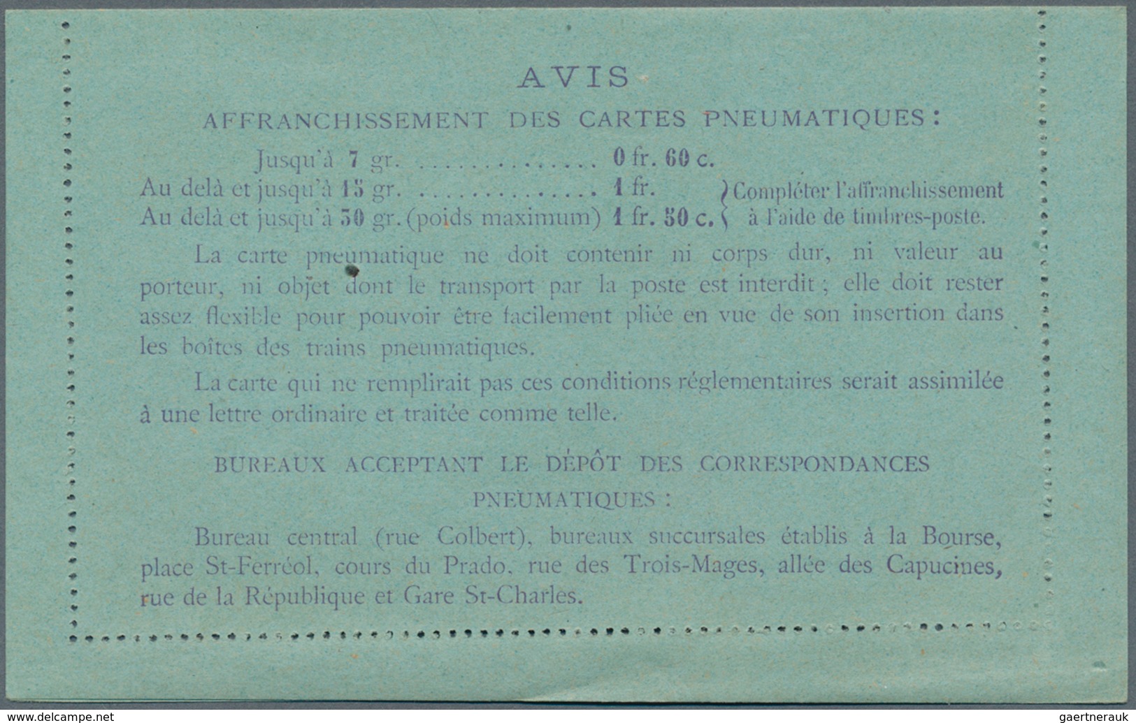 14013 Frankreich - Ganzsachen: 1919, 60 C Violet On Blue Chaplain, Pneumatic Stationery Letter Card For MA - Sonstige & Ohne Zuordnung