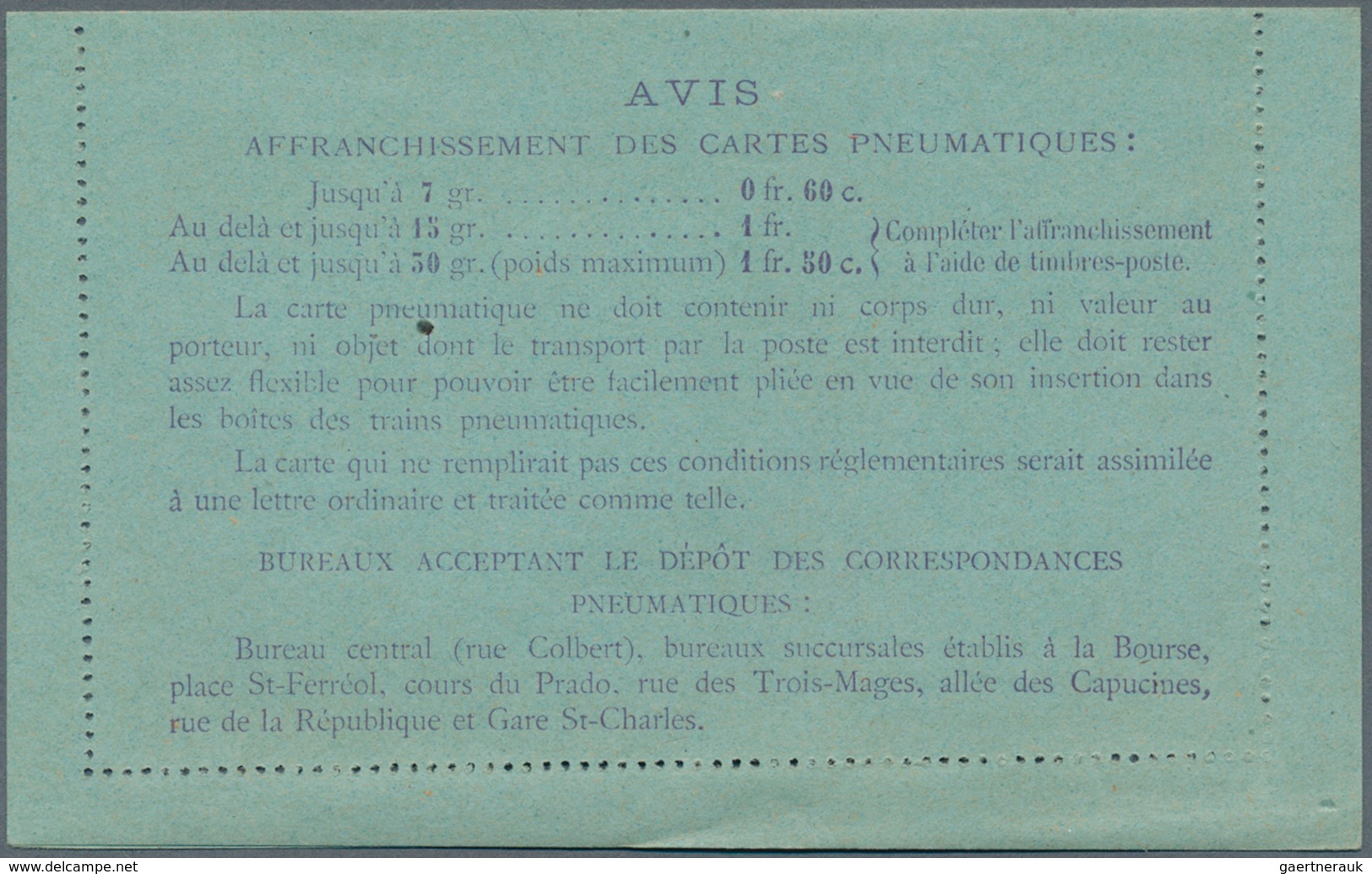 14013 Frankreich - Ganzsachen: 1919, 60 C Violet On Blue Chaplain, Pneumatic Stationery Letter Card For MA - Autres & Non Classés