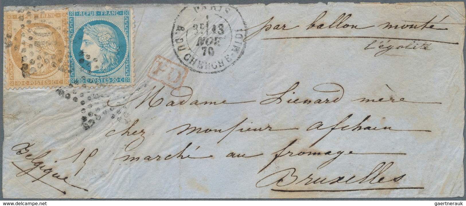 14019A Frankreich - Ballonpost: 1870, GÉNÉRAL UHRICH, 10 C Yellow-brown And 20 C Blue Ceres, Tied By Star C - 1960-.... Lettres & Documents