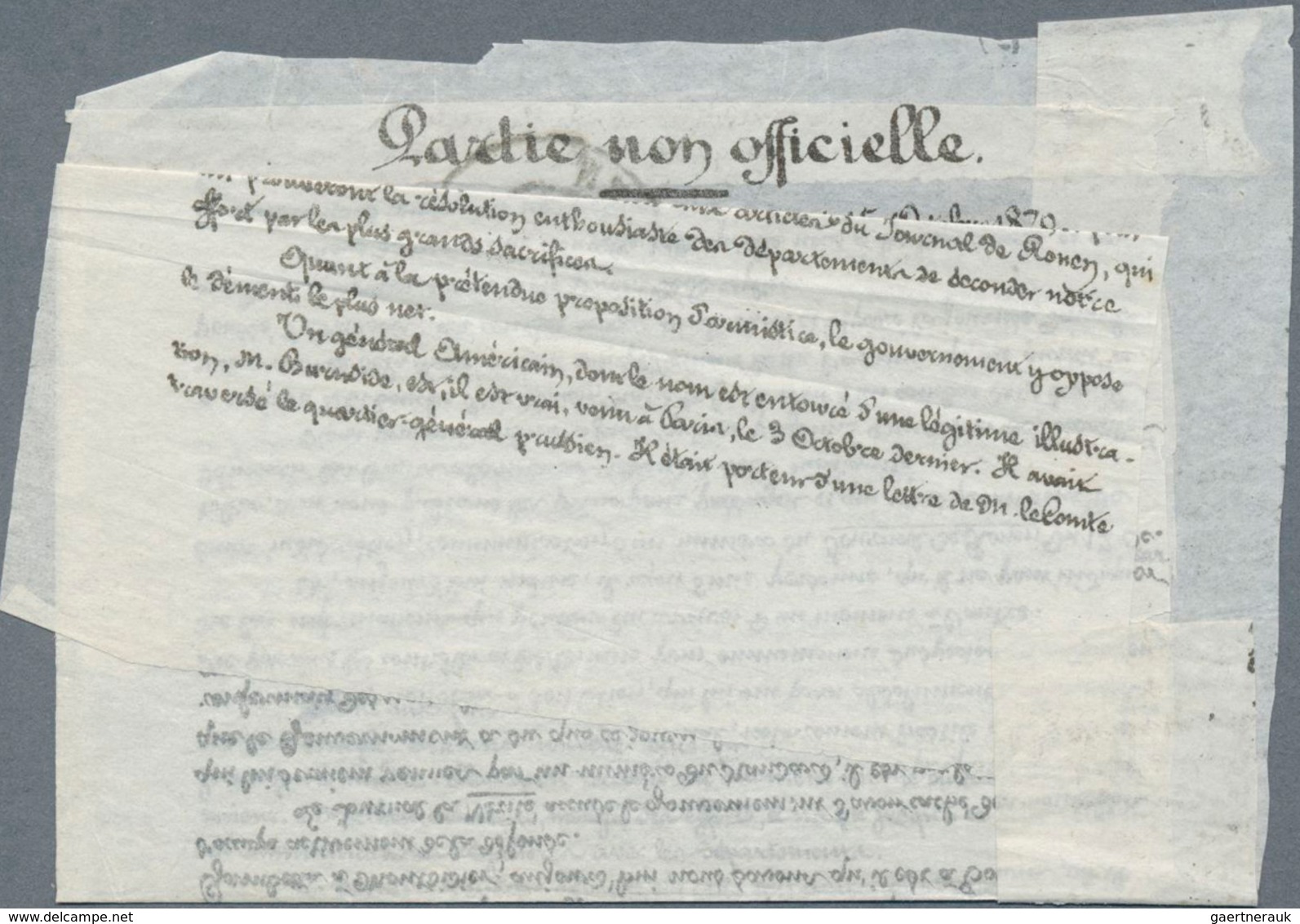 14021 Frankreich - Ballonpost: 1870, 15 Oct, Ballon Monte Lettersheet (separated In Two Parts), Printed Ci - 1960-.... Lettres & Documents