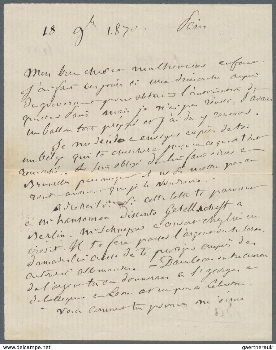 14023 Frankreich - Ballonpost: 1870 (20. Nov.) BALLON MONTÉ: Briefhülle Mit Inhalt Von Paris Nach BERLIN, - 1960-.... Lettres & Documents