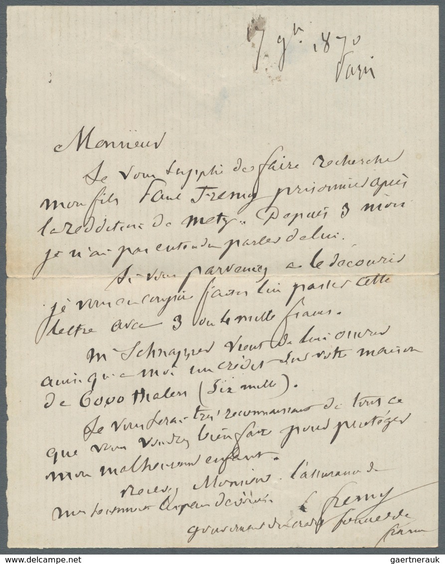 14023 Frankreich - Ballonpost: 1870 (20. Nov.) BALLON MONTÉ: Briefhülle Mit Inhalt Von Paris Nach BERLIN, - 1960-.... Lettres & Documents