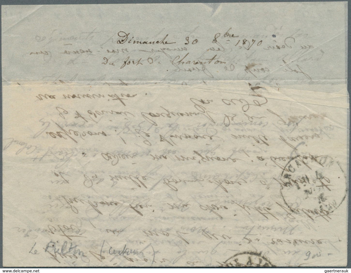 14029 Frankreich - Ballonpost: 1870, 30.10., "LE FULTON", Lettersheet Franked With 20c. Laure, Oblit. GC " - 1960-.... Briefe & Dokumente