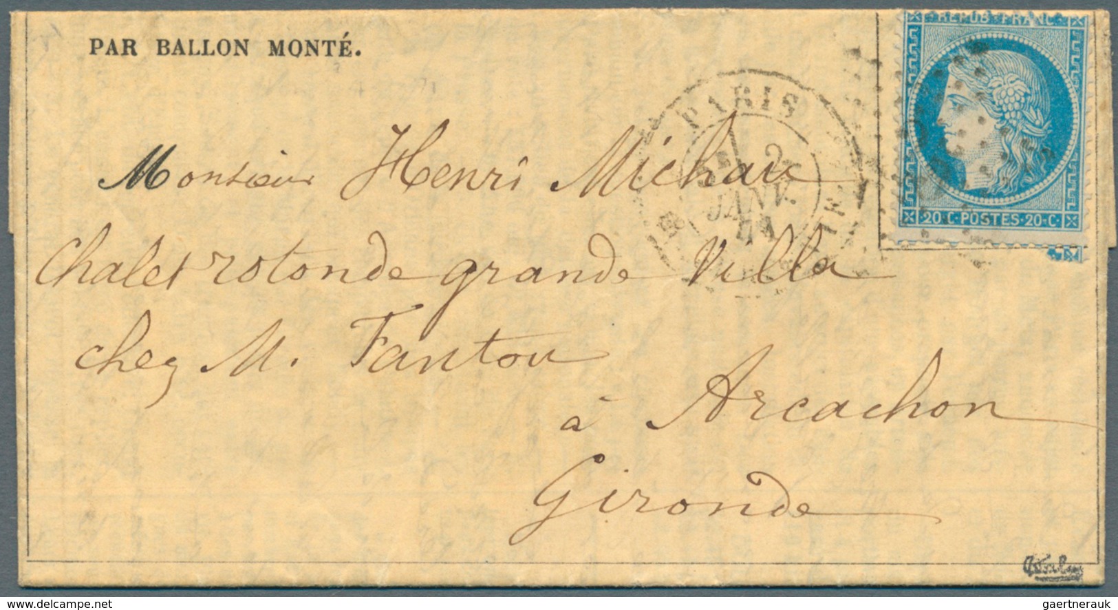 14032 Frankreich - Ballonpost: 1871, BALLON MONTE "LE NEWTON", Kleinformatiger Falt-Brief 2.1. (m. 20 C. N - 1960-.... Briefe & Dokumente