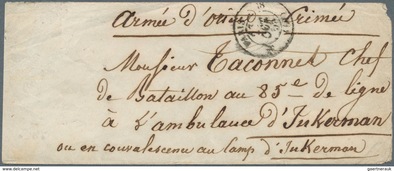 14037 Frankreich - Militärpost / Feldpost: 1855, Crimean War, Stampless Cover From Paris, 2 OCT.55, Sent T - Militärische Franchisemarken