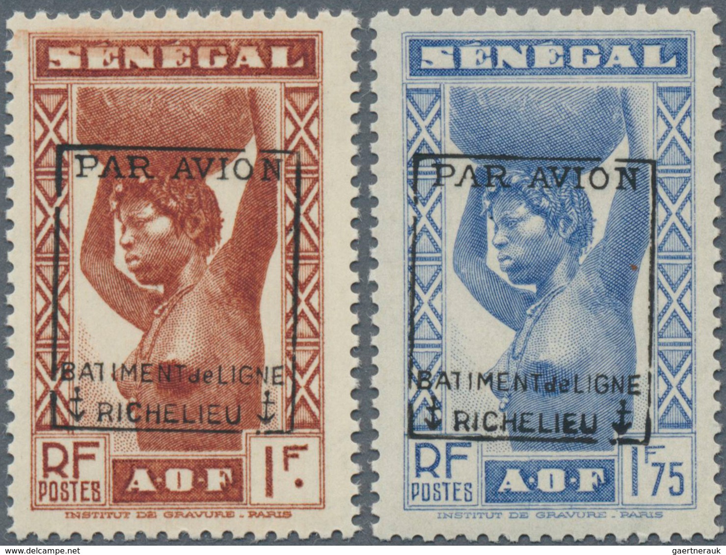 14038 Frankreich - Militärpost / Feldpost: 1940, "Richelieu" Overprints, Senegal 1fr. And 1.75fr., Two Val - Timbres De Franchise Militaire