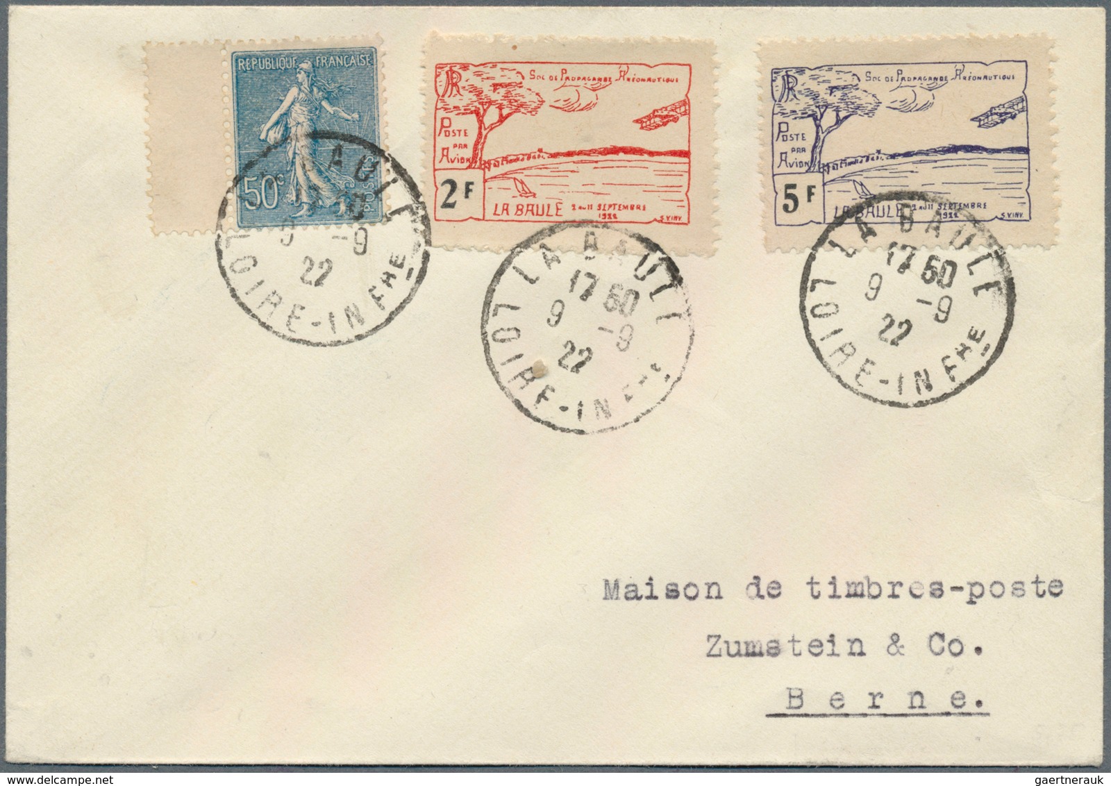 14044 Frankreich - Besonderheiten: 1922, Airmail-letter With Two Different Airmail-vignettes "POSTE PAR AV - Autres & Non Classés