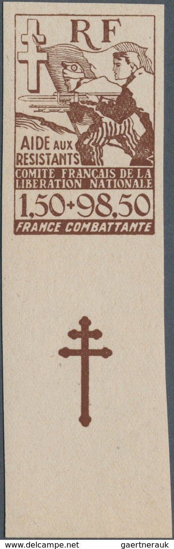 14051 Frankreich - Besonderheiten: 1943, France Libre. "Pour L'aide Aux Résistants 1.50fr+98.50fr" In Non- - Autres & Non Classés