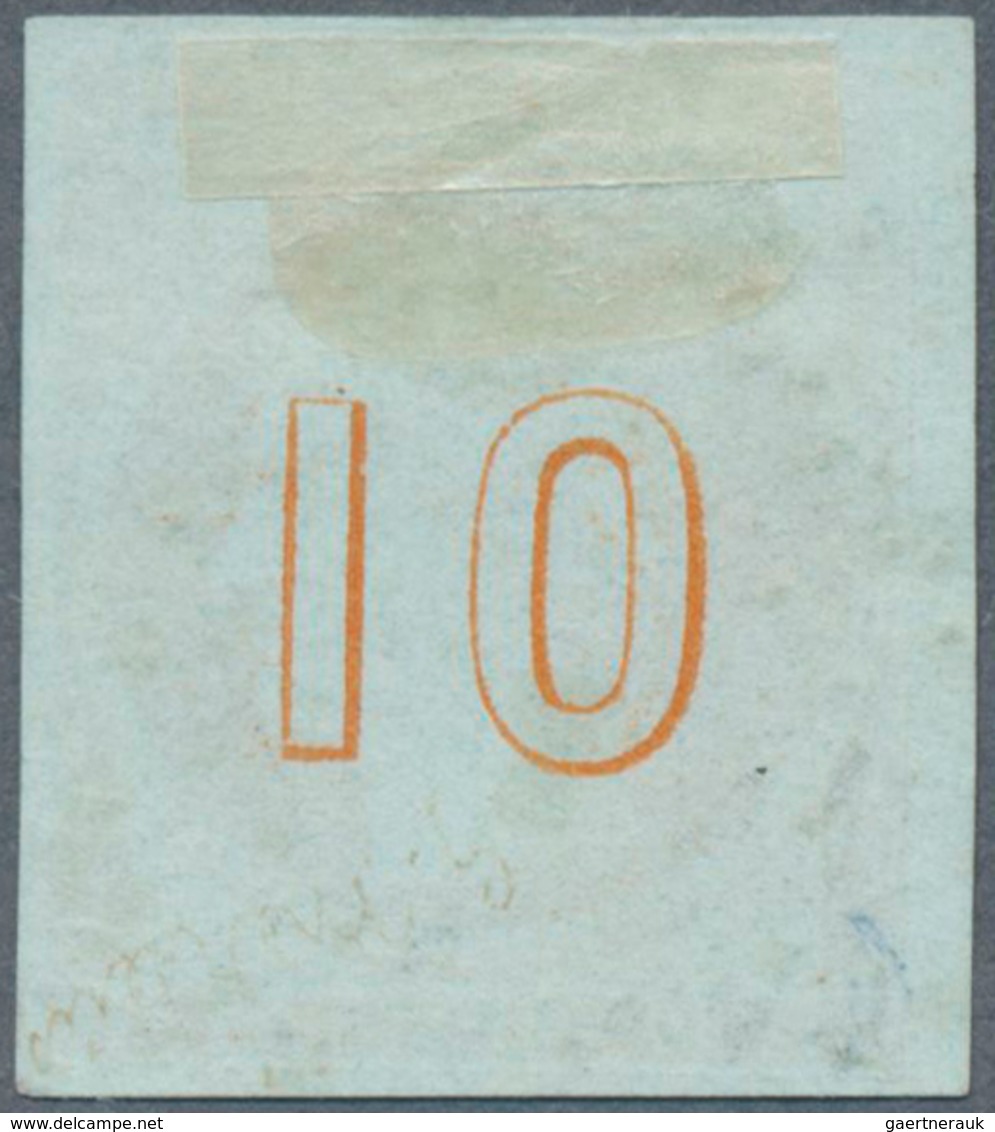 14082 Griechenland: 1861, Hermes 10 Lepta Orange On Bluish, Having Full Margins, With Illegible Number Can - Lettres & Documents