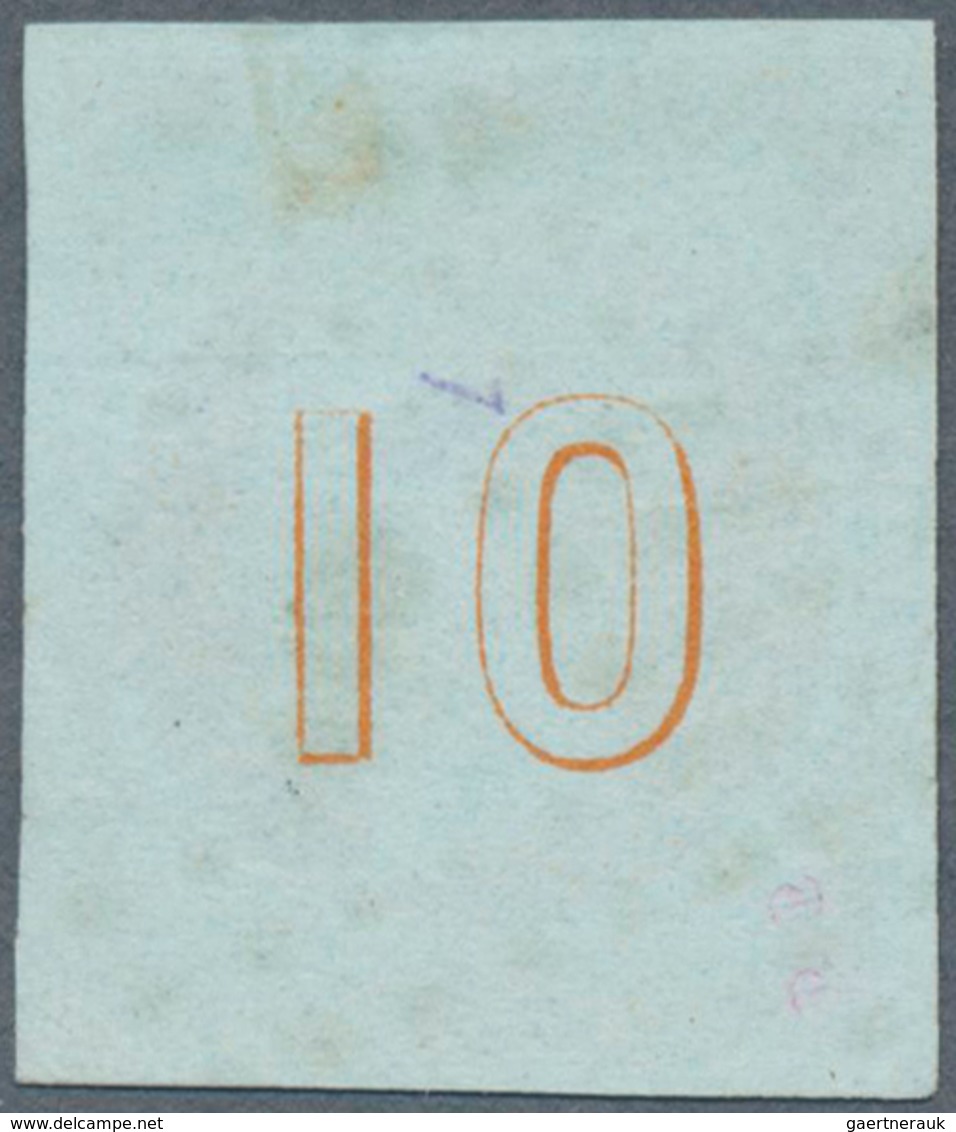 14083 Griechenland: 1861, Hermes Head 10 Lepta Orange On Bluish, Broad Margins, With Number Cancellation " - Briefe U. Dokumente