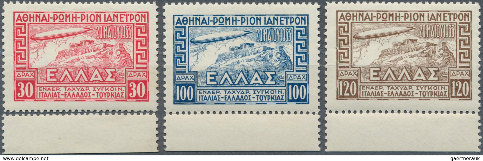 14102 Griechenland: 1933, Postfrische Serie "Flugpost-Sonder-Ausgabe Zur Italienfahrt Des Lufrtschiffes Gr - Briefe U. Dokumente
