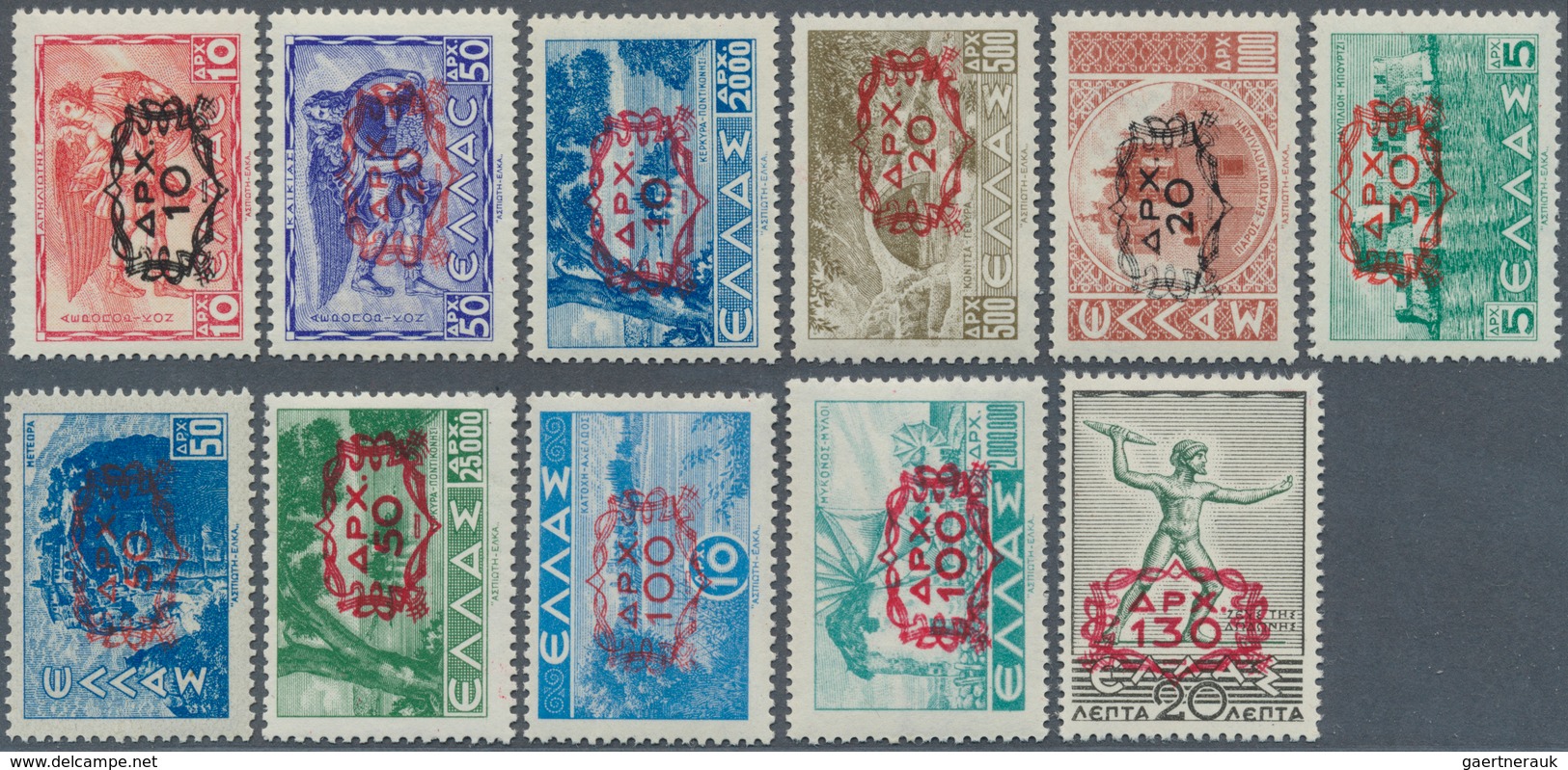 14105 Griechenland: 11946/1947, Serie Freimarken, Postfrisch, Hohe Werte Geprüft, (Karamitsos 565.- Euro) - Briefe U. Dokumente