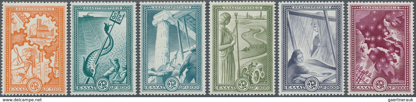 14106 Griechenland: 1951, Luxussatz "Wiederaufbau Der Industrie Und Landwirtschaft", 1x Satz Postfrisch Mi - Lettres & Documents