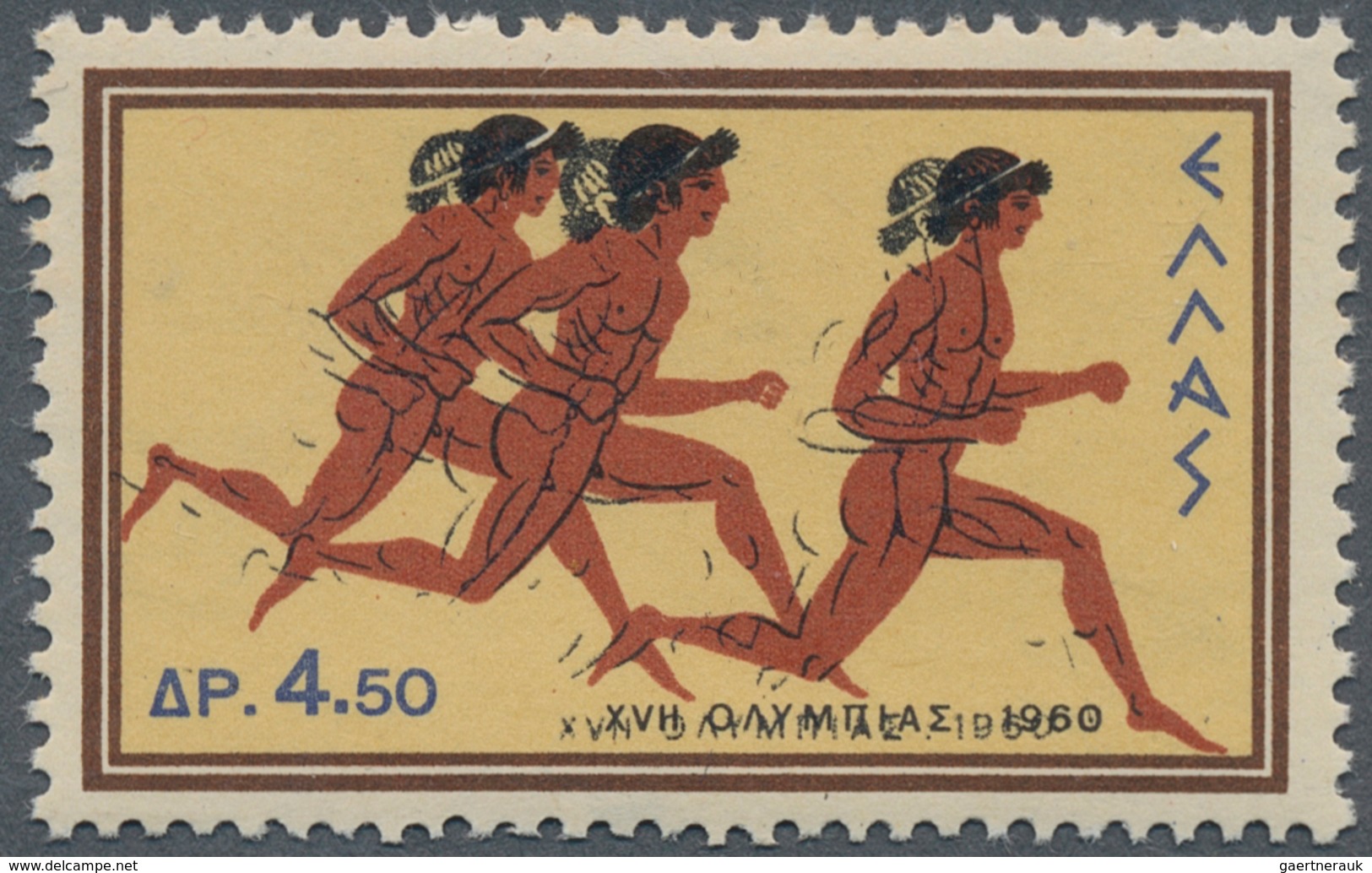 14110 Griechenland: 1960, Olympic Games Rom 4,50 Dr. With Variety "double Print Of Black Colour", Mint Nev - Briefe U. Dokumente