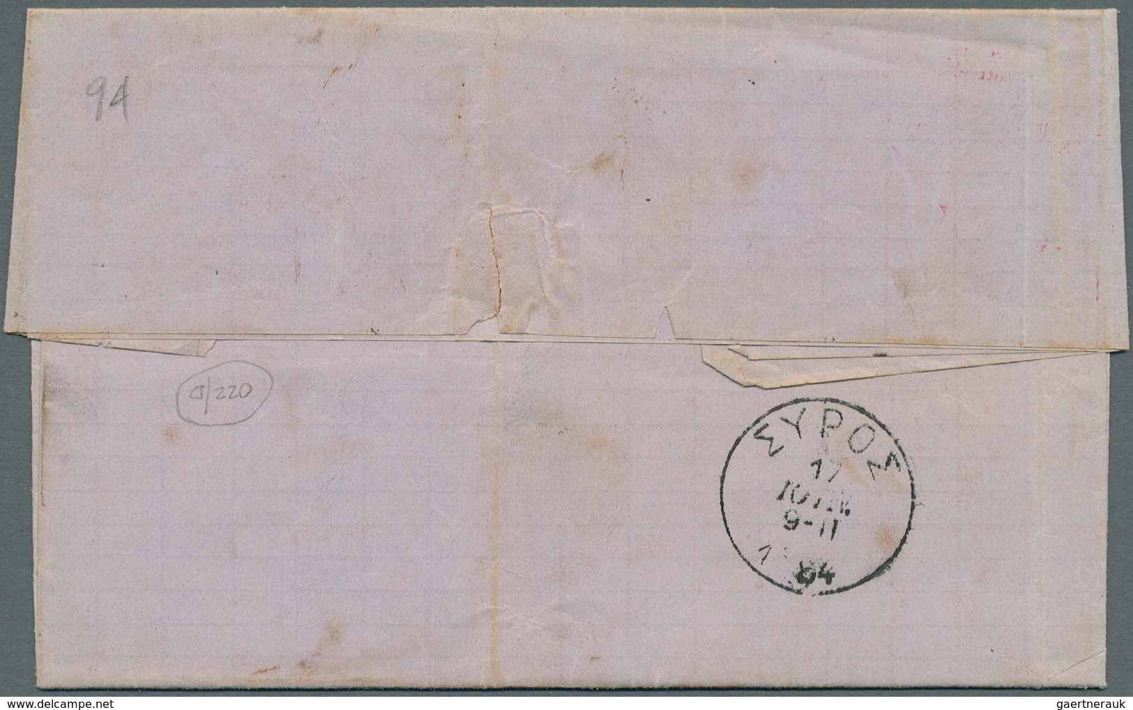 14119 Griechenland - Stempel: 1879, Umberto I 25 C Blue On On Maritime Letter Posted In Genova And Sent To - Marcophilie - EMA (Empreintes Machines)