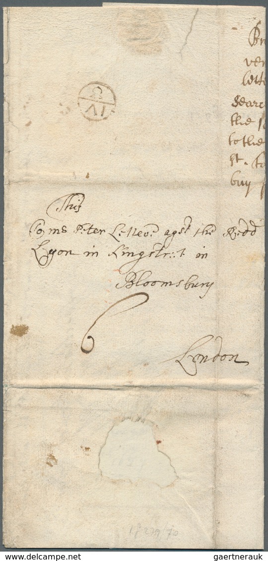 14120 Großbritannien - Vorphilatelie: 1687, Two Sided Letter Addressed To "...Kingsstreet In Blomsbury, Lo - ...-1840 Préphilatélie