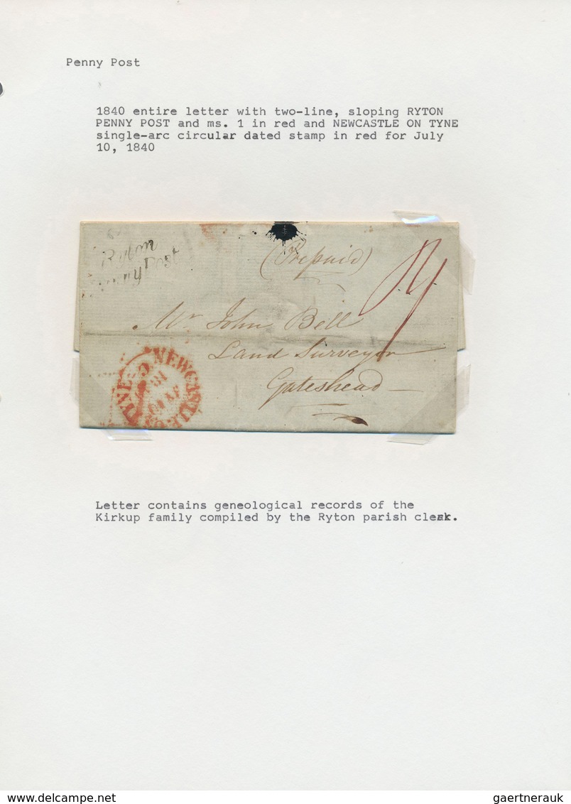 14126 Großbritannien - Vorphilatelie: 1830/1840, Five "Penny Post" Entires From HAWICK, RYTON, CHELTENHAM, - ...-1840 Vorläufer