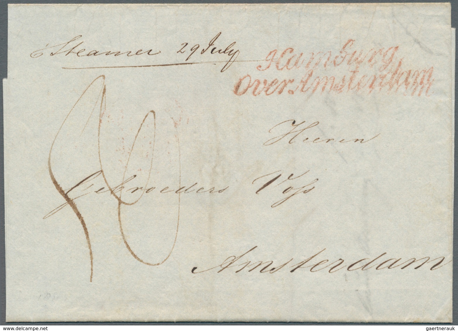 14128 Großbritannien - Vorphilatelie: 1844, Folded Letter Sent From LEEDS With Better Transit Mark "Hambur - ...-1840 Vorläufer