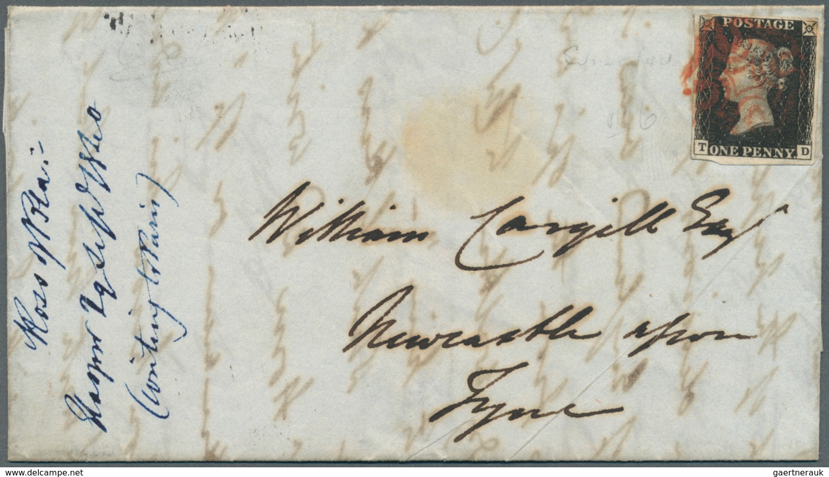 14131 Großbritannien: 1840, QV 1d Canc. Red Maltese Cross On Entire Folded Letter From "GLASGOW SEP 29 184 - Autres & Non Classés