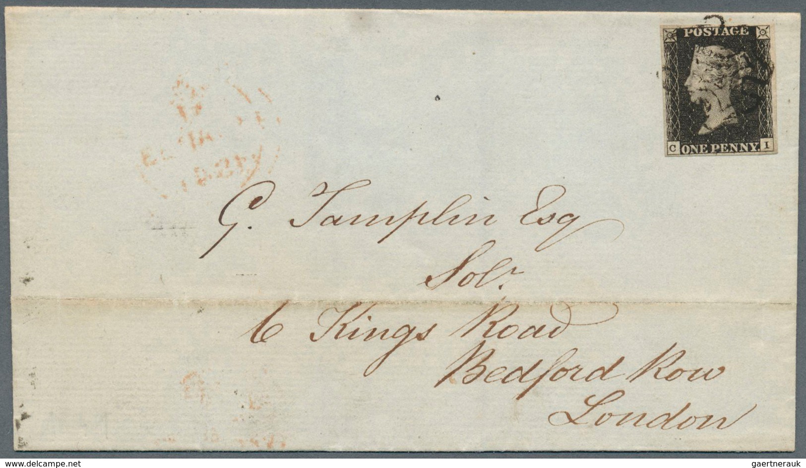 14134A Großbritannien: 1841, 1d. Black, Fresh Colour, Close To Full Margins, On Lettersheet Clearly Oblit. - Altri & Non Classificati