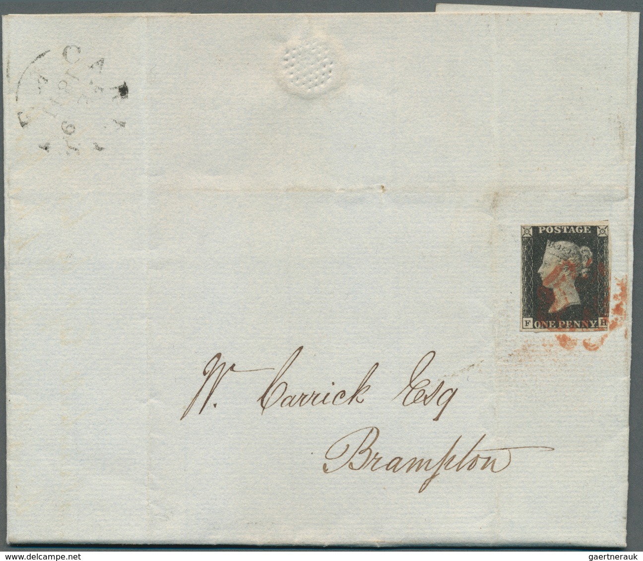 14136 Großbritannien: 1841, 1d. Black, Lettered F-H, Fresh Colour, Cut Into At Lower Right Otherwise Close - Autres & Non Classés