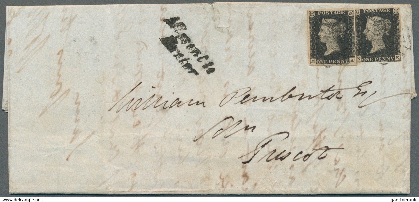 14137 Großbritannien: 1840, 1d Intense Black, Two Examples (lettered M.K And N-E), Each With Margins All A - Autres & Non Classés