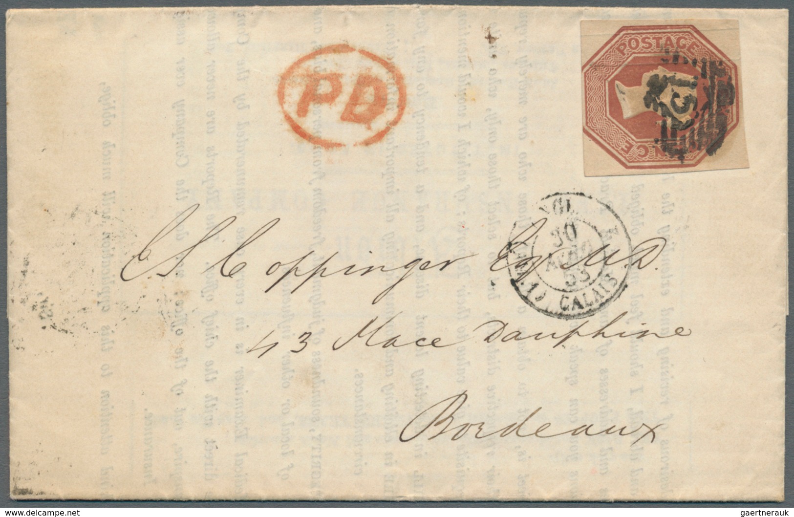14145 Großbritannien: 1853, 10 Shilling Embossed Cut Square As Single Franking On Preprited Letter From A - Autres & Non Classés